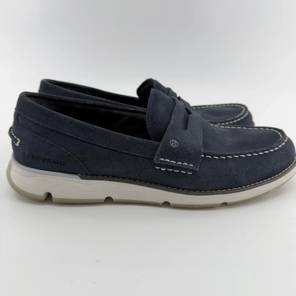 Cole Haan ZeroGrand Penny Loafer Navy Blue Suede Mens 10M Slip On Shoes‎
